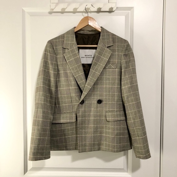 Korean brand Plaid Oversized Blazer shoulder pad - Picture 1 of 4